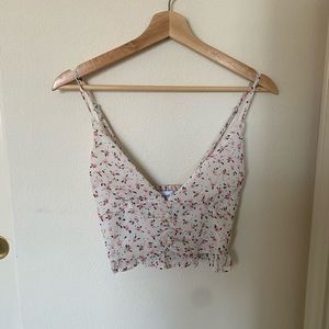 Princess Polly Floral Crop Top - White and Red